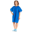 Salk Snapwrap Reusable Patient Gown Blue Marble with Full Back Overlap. Moovkart