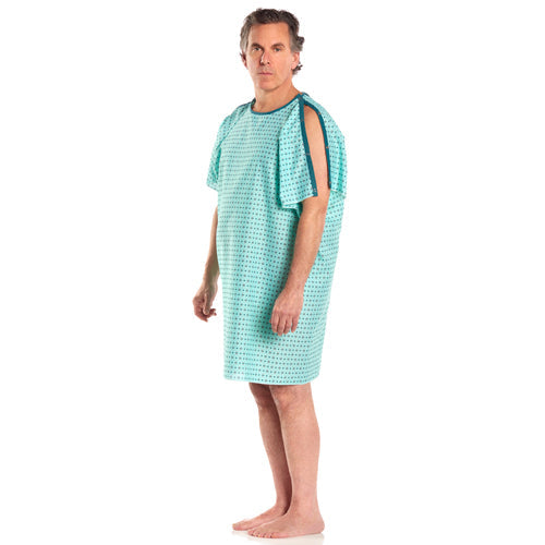 Salk Patient I.V. Gown, Geometric Print with durable poly-cotton fabric and snaps,Moovkart