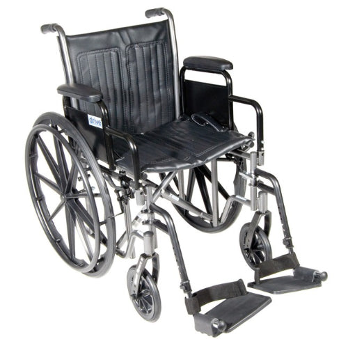 Drive Medical wheelchair with dual axle, detachable full arms and elevating leg rests for comfort and support, Moovkart