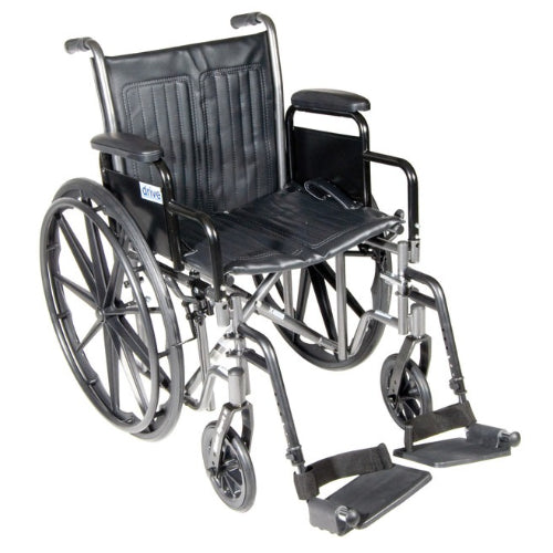 Drive Medical Wheelchair 16 Inches Dual Axle Detachable Full Arms, Elevating Leg Rests