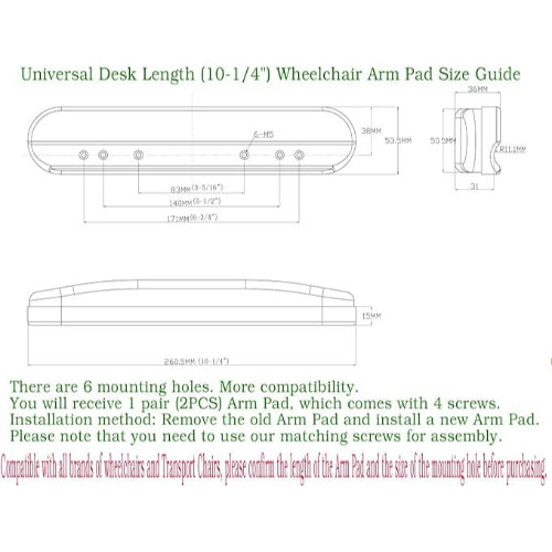 Drive Medical Wheelchair Desk Arm Pad, Universal, Each