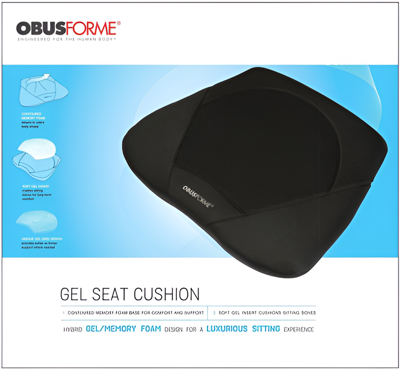 ObusForme Gel Seat Cushion, Memory Foam Comfort for Wheelchairs, Office Chairs and Cars