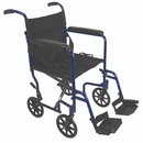 ProBasics Aluminum Transport Chair 8 Inch Wheels, Blue swing-away footrests, mobility aid. Moovkart