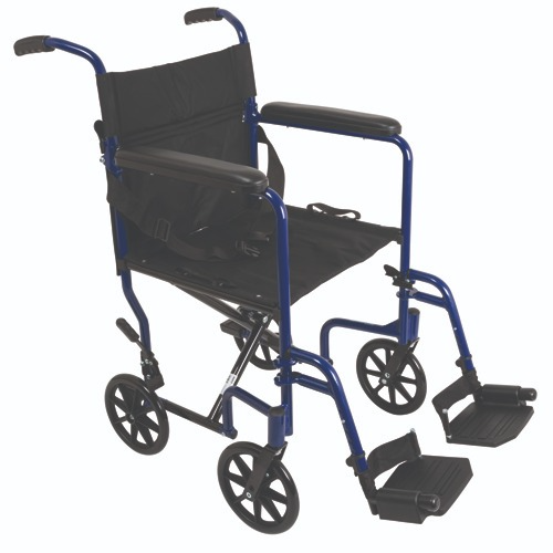 Drive Medical Aluminum Transport Chair with Footrests  Blue