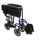 ProBasics Aluminum Transport Chair with Footrests, Lightweight Frame, 300 lbs Capacity, Blue