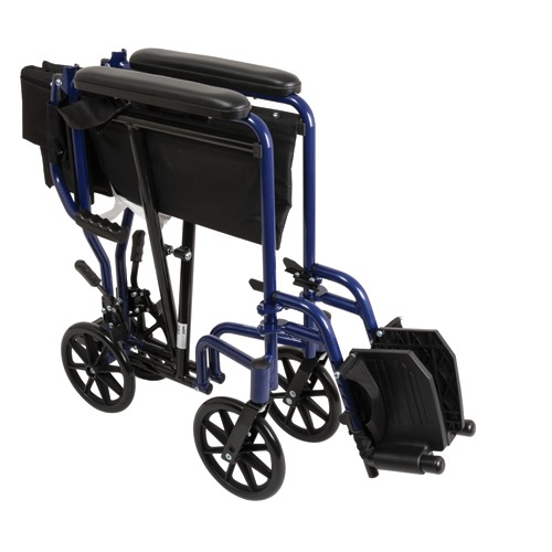 Drive Medical Aluminum Transport Chair with Footrests  Blue