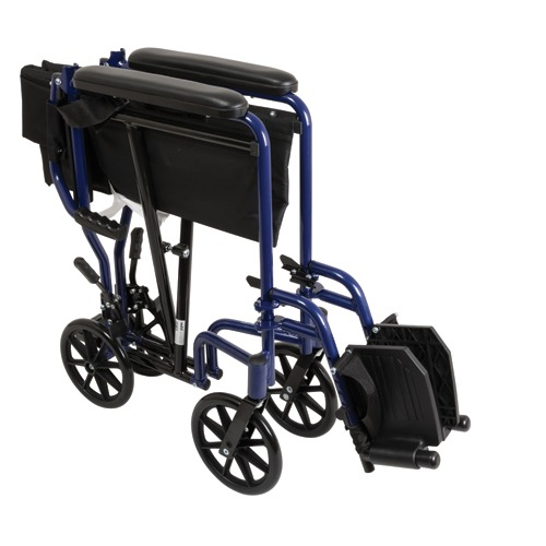 Drive Medical Aluminum Transport Chair with Footrests, Blue