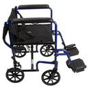 ProBasics lightweight Aluminum Transport Chair with 8 Inch Wheels, Blue, foldable with a seat belt. Moovkart