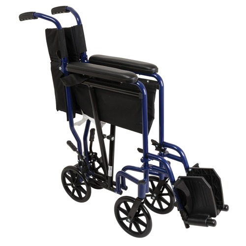 Drive Medical Aluminum Transport Chair with Footrests  Blue