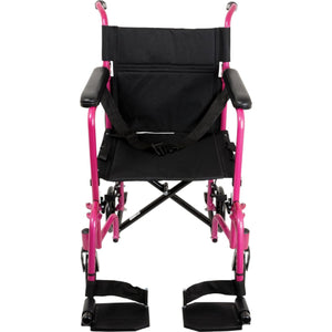 ProBasics Aluminum Lightweight Transport Wheelchair, 19-Inch Seat Width, Swing-Away Footrests, Pink Hover