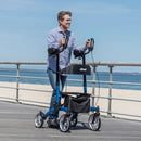 Drive Medical Elevate Upright Walker with Forearm Pads and Large Wheels for Stability, Blue