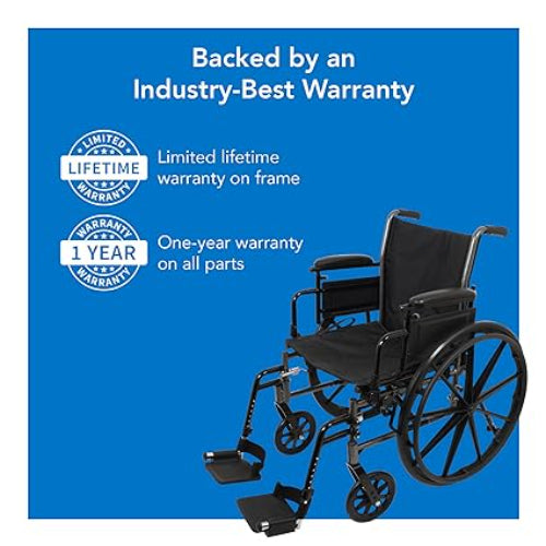 ProBasics K1 Lightweight Wheelchair 16 x16 Seat Flip back Detachable Arms & Swing Away Foot Rests