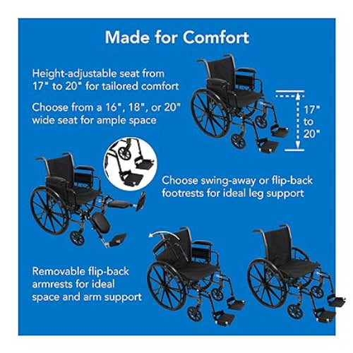ProBasics K1 16 x 16 Inch Seat Wheelchair with Removable Armrests & Swing-Away Footrests, Moovkart