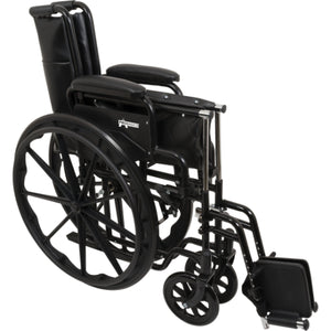 ProBasics K1 Lightweight Wheelchair 20 x16 Inches Seat Flip Back Detachable Arms And Elevating Leg Rests Hover