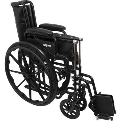 ProBasics K1 Lightweight Wheelchair 20 x 16 Inches Seat Flip back Detachable Arms & Swing Away Foot Rests