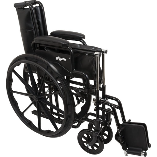 ProBasics K1 Lightweight Wheelchair 20 x16 Inches Seat Flip back Detachable Arms & Swing Away Foot Rests