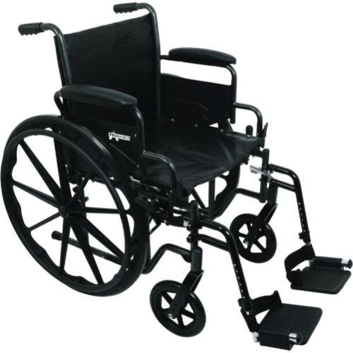 ProBasics K2 Standard Hemi Wheelchair, 20 x 16 Inch Seat, Removable Desk Arms, Swing-Away Footrests