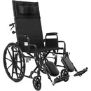 ProBasics Reclining Wheelchair, 18 x 16 Inches Seat, Removable Desk Arms, Elevating Legrests and Headrest Extension