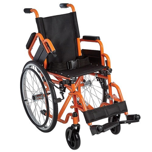 Ziggo Lightweight Folding Wheelchair with 12 Inches Seat, Orange