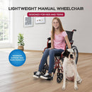 Ziggo Lightweight Folding Wheelchair for Kids with Footrests, Red