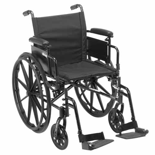 Drive Medical Cruiser X4 Wheel Chair 16 with Elevating Leg Rests & Height Adjustable Flip-Back Full Arms