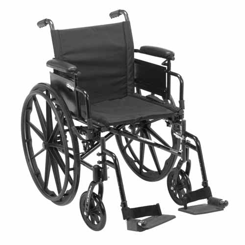 Drive Medical Cruiser X4 Wheelchair 18 with Swing Away Footrests & Height Adjustable Flip-Back Full Arms