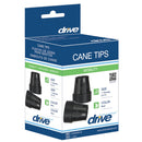 Drive Medical Anti Slip Cane Tips with Rubber Grip for 1 Inch Canes in Black, Pair