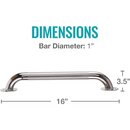 Drive Medical Chrome Grab Bar 18 Inch, Knurled Steel for Secure Grip, Vertical or Horizontal Mount