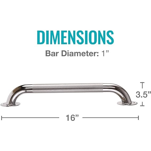 Grab Bar- Knurled Chrome, 16 inch