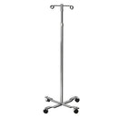 McKesson IV Stand with adjustable height, featuring 2 hooks and a 4-leg rolling base, designed for hospital or clinical use. Moovkart