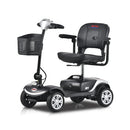 Homecare Four-Wheel Foldable Electric Mobility Scooter with Adjustable Seat, LED Lights, and Smooth Maneuverability. Moovkart