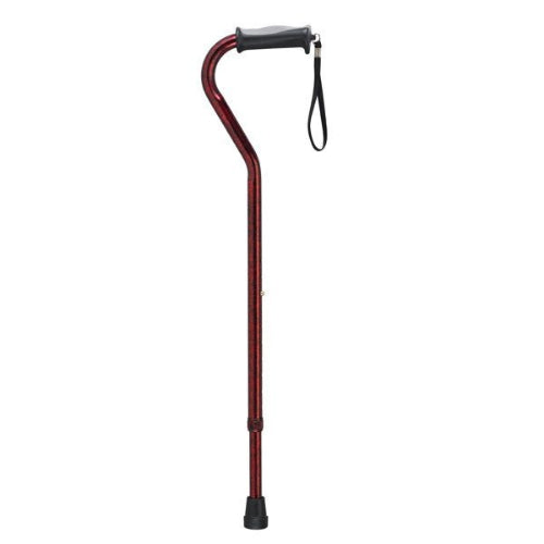 Drive Medical Offset Cane Alum with Gel Grip, Red Crackle