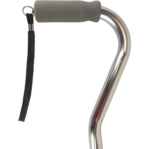 BlueJay Offset Handle Cane with Soft Foam Grip Silver With Strap