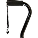 Blue Jay Offset Handle Cane with Soft Foam Grip, Black with Strap