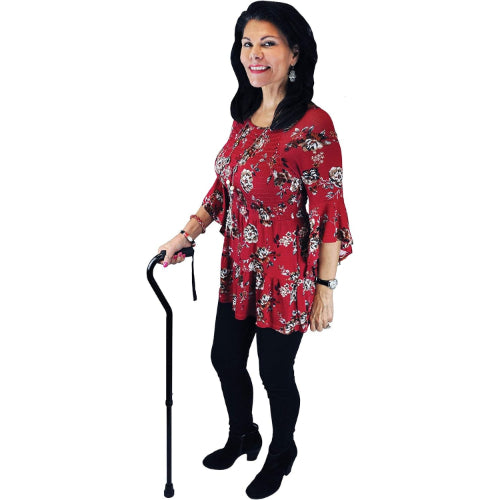 Blue Jay Offset Handle Cane with Soft Foam Grip, Black with Strap