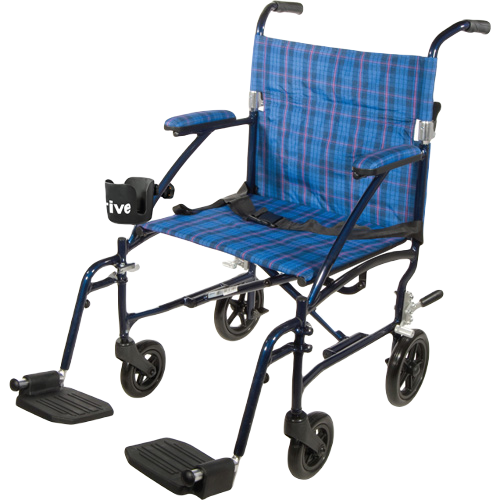 Drive Medical Fly-Lite Transport Chair Blue, 19 Inches