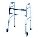 Graham-Field Dual Release Walker with Wheels front view, lightweight aluminum frame for daily mobility, Moovkart