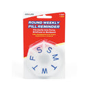 Acu-Life Round Weekly Pill Box with Easy-Open Lids and Braille Markings for Daily Use, Clear