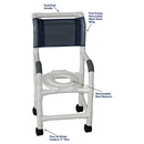 MJM International Pediatric Shower Chair with breathable mesh back and twin-brake casters. Moovkart