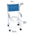MJM International Shower Chair with 15" Width, Twin Casters, and 250 lb Capacity for Pediatric and Small Adult Needs