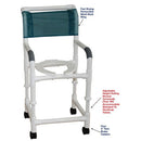 MJM International Adjustable Height Shower Chair with Open Front Seat, 3 inches Twin Brake Casters, 250 lbs Capacity