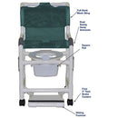 MJM International Superior Shower Chair with Dual Swing-Away Armrests, Sliding Footrest, and Square Pail, 3 inches Twin Casters, 18 inches Internal Width, 300 lbs Capacity