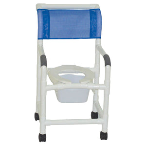 MJM International Shower Chair with Flip Front Seat, 10 Quart Commode Pail, 300 Lbs Capacity Hover