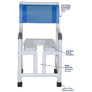 MJM International Shower Chair with Open Front Seat, Twin Casters, and Push/Pull Handle