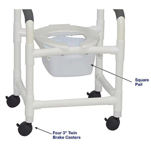 MJM International Shower Chair with 10 Quart Commode Pail, 300 lbs Capacity Hover