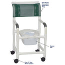 MJM International Shower Chair with 10 Quart Commode Pail, Open Front Seat, 3 inches Twin Casters, 300 lbs Capacity