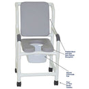MJM International Superior Shower Chair With Padded Back And Soft Seat Deluxe Elongated With Square Pail
