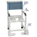 MJM International Shower Chair with 18 Inches Width, Open Front Soft Seat, Individual Wootrest, and 300 lb Weight Capacity