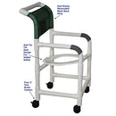 MJM International Shower Chair with Tilted Open Front Seat, Rust-Proof Casters, and 300 lb Capacity