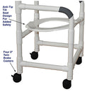 MJM International Shower Chair with Tilted Open Front Seat, Rust-Proof Casters, and 300 lb Capacity